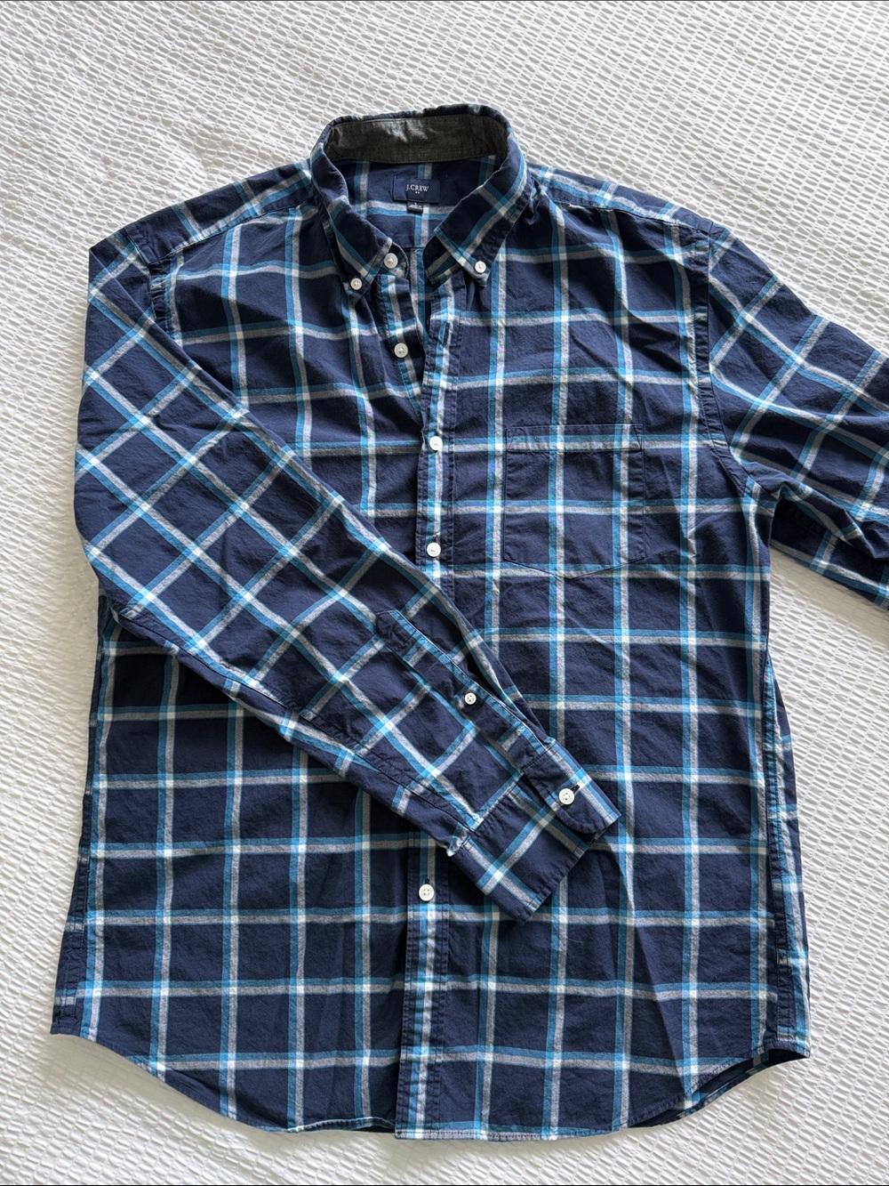 J. Crew Blue and Teal Plaid Button-Down Shirt